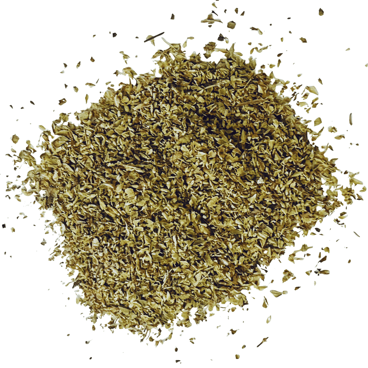 Loose organic Greek mountain oregano herb, white background