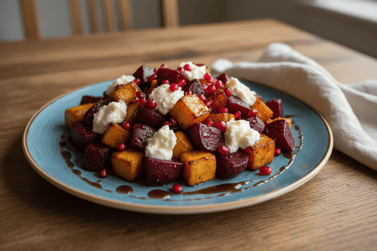 Roasted Beet & Parsnip Salad with Petimezi and Goat Cheese - Olive Crate