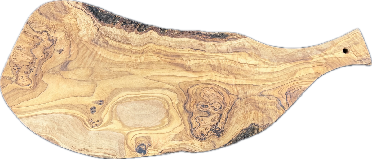 Live Edge Olive Wood Cutting Board with Handle, 20 Inch