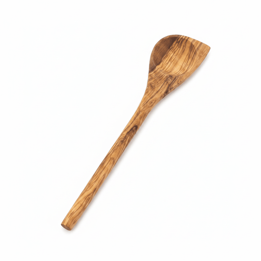 Hand-Carved Olive Wood Square Spoon - Olive Crate