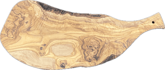 Live Edge Olive Wood Cutting Board with Handle, 20 Inch - Olive Crate