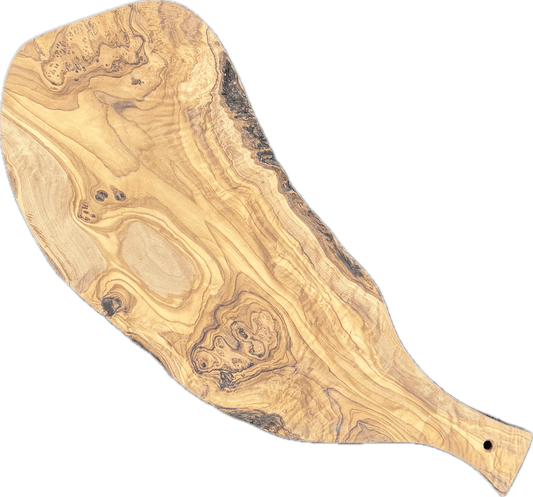 Live Edge Olive Wood Cutting Board with Handle, 20 Inch - Olive Crate